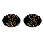 Flowers Neon Color Cufflinks (Oval) Front(Pair)