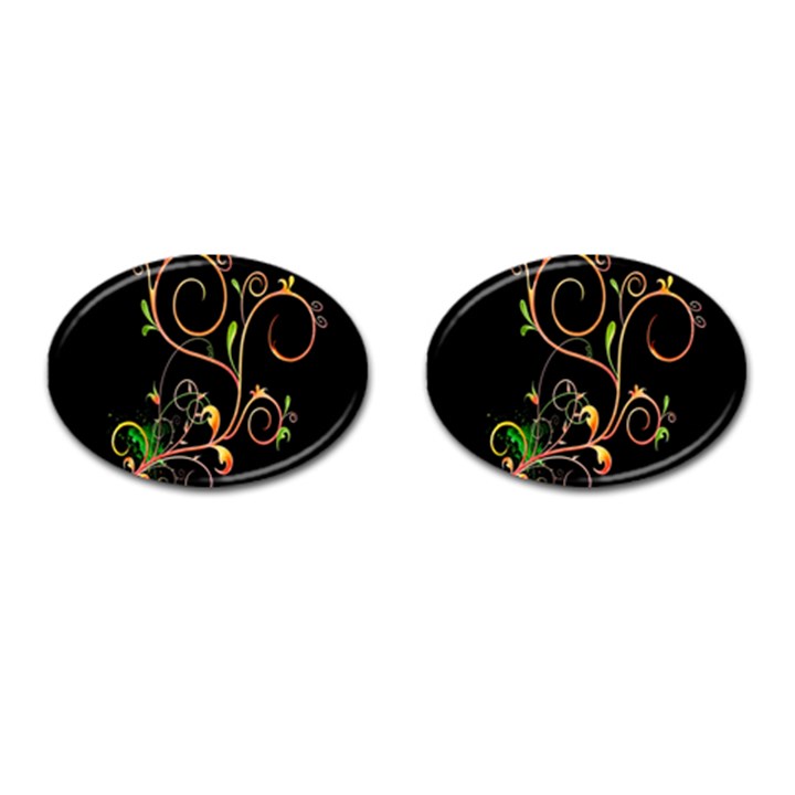 Flowers Neon Color Cufflinks (Oval)