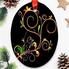 Flowers Neon Color Oval Ornament (Two Sides)