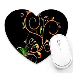 Flowers Neon Color Heart Mousepads