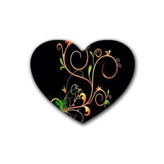 Flowers Neon Color Rubber Coaster (Heart) 