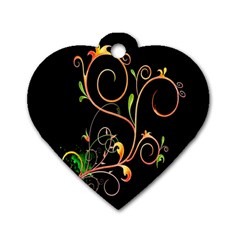 Flowers Neon Color Dog Tag Heart (Two Sides)