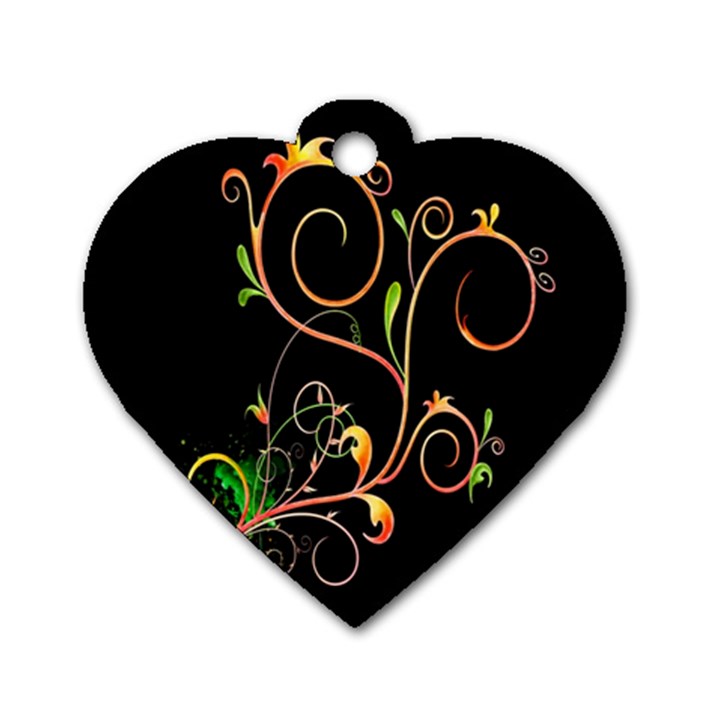 Flowers Neon Color Dog Tag Heart (Two Sides)