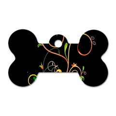 Flowers Neon Color Dog Tag Bone (One Side)