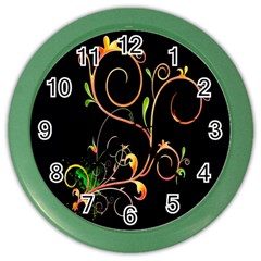 Flowers Neon Color Color Wall Clocks