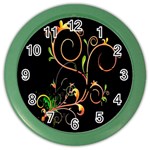 Flowers Neon Color Color Wall Clocks Front