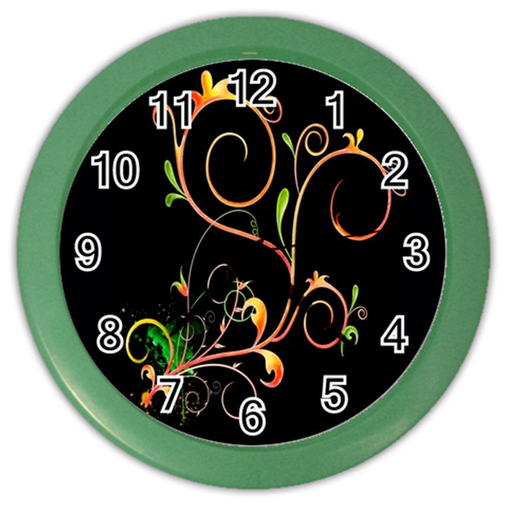 Flowers Neon Color Color Wall Clocks