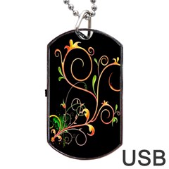 Flowers Neon Color Dog Tag USB Flash (One Side)