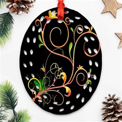 Flowers Neon Color Ornament (Oval Filigree)