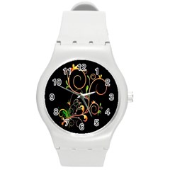 Flowers Neon Color Round Plastic Sport Watch (M)