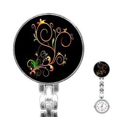 Flowers Neon Color Stainless Steel Nurses Watch