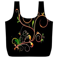 Flowers Neon Color Full Print Recycle Bags (L) 