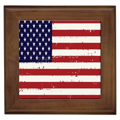 Flag United States United States Of America Stripes Red White Framed Tiles by Simbadda