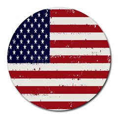 Flag United States United States Of America Stripes Red White Round Mousepads by Simbadda