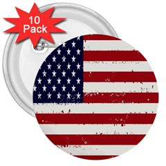 Flag United States United States Of America Stripes Red White 3  Buttons (10 Pack)  by Simbadda