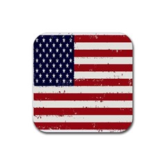 Flag United States United States Of America Stripes Red White Rubber Coaster (square)  by Simbadda