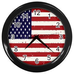 Flag United States United States Of America Stripes Red White Wall Clocks (black) by Simbadda