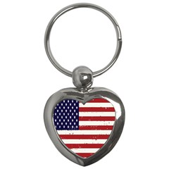 Flag United States United States Of America Stripes Red White Key Chains (heart)  by Simbadda