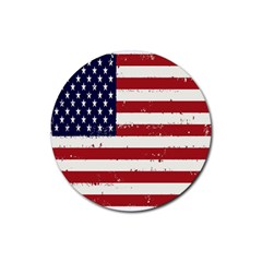 Flag United States United States Of America Stripes Red White Rubber Coaster (round)  by Simbadda