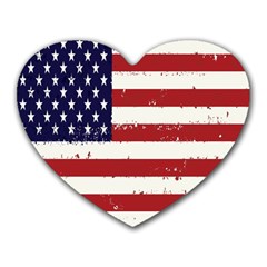 Flag United States United States Of America Stripes Red White Heart Mousepads by Simbadda