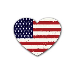 Flag United States United States Of America Stripes Red White Rubber Coaster (heart)  by Simbadda