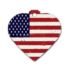 Flag United States United States Of America Stripes Red White Dog Tag Heart (one Side) by Simbadda