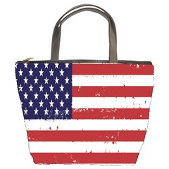 Flag United States United States Of America Stripes Red White Bucket Bags by Simbadda