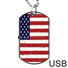 Flag United States United States Of America Stripes Red White Dog Tag Usb Flash (two Sides) by Simbadda