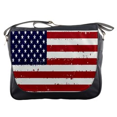 Flag United States United States Of America Stripes Red White Messenger Bags by Simbadda