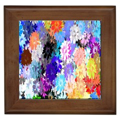 Flowers Colorful Drawing Oil Framed Tiles by Simbadda