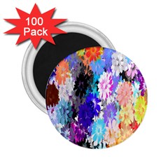 Flowers Colorful Drawing Oil 2 25  Magnets (100 Pack)  by Simbadda