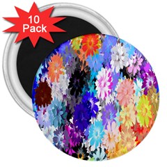 Flowers Colorful Drawing Oil 3  Magnets (10 Pack)  by Simbadda