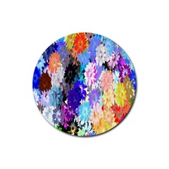 Flowers Colorful Drawing Oil Rubber Round Coaster (4 Pack)  by Simbadda