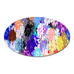 Flowers Colorful Drawing Oil Oval Magnet by Simbadda