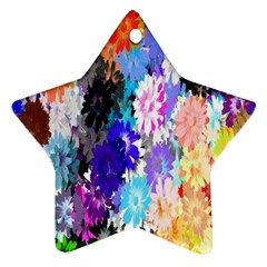 Flowers Colorful Drawing Oil Star Ornament (two Sides) by Simbadda