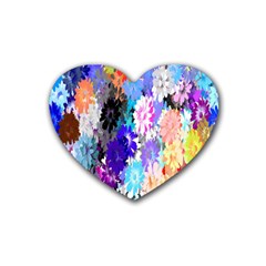 Flowers Colorful Drawing Oil Rubber Coaster (heart)  by Simbadda