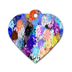 Flowers Colorful Drawing Oil Dog Tag Heart (two Sides) by Simbadda