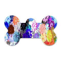 Flowers Colorful Drawing Oil Dog Tag Bone (one Side) by Simbadda