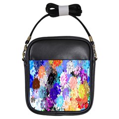 Flowers Colorful Drawing Oil Girls Sling Bags by Simbadda