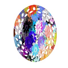 Flowers Colorful Drawing Oil Oval Filigree Ornament (two Sides) by Simbadda