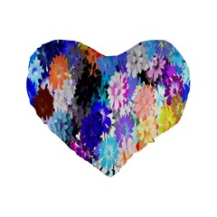 Flowers Colorful Drawing Oil Standard 16  Premium Heart Shape Cushions by Simbadda