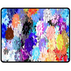 Flowers Colorful Drawing Oil Double Sided Fleece Blanket (medium)  by Simbadda