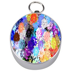 Flowers Colorful Drawing Oil Silver Compasses by Simbadda