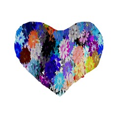 Flowers Colorful Drawing Oil Standard 16  Premium Flano Heart Shape Cushions by Simbadda