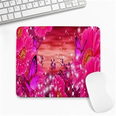 Flowers Neon Stars Glow Pink Sakura Gerberas Sparkle Shine Daisies Bright Gerbera Butterflies Sunris Large Mousepads by Simbadda