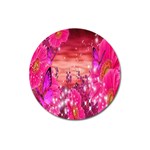 Flowers Neon Stars Glow Pink Sakura Gerberas Sparkle Shine Daisies Bright Gerbera Butterflies Sunris Magnet 3  (Round) Front