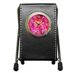 Flowers Neon Stars Glow Pink Sakura Gerberas Sparkle Shine Daisies Bright Gerbera Butterflies Sunris Pen Holder Desk Clocks by Simbadda