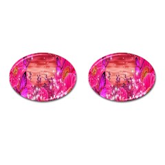 Flowers Neon Stars Glow Pink Sakura Gerberas Sparkle Shine Daisies Bright Gerbera Butterflies Sunris Cufflinks (oval) by Simbadda