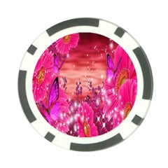 Flowers Neon Stars Glow Pink Sakura Gerberas Sparkle Shine Daisies Bright Gerbera Butterflies Sunris Poker Chip Card Guard by Simbadda