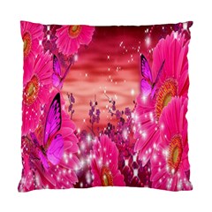 Flowers Neon Stars Glow Pink Sakura Gerberas Sparkle Shine Daisies Bright Gerbera Butterflies Sunris Standard Cushion Case (one Side) by Simbadda